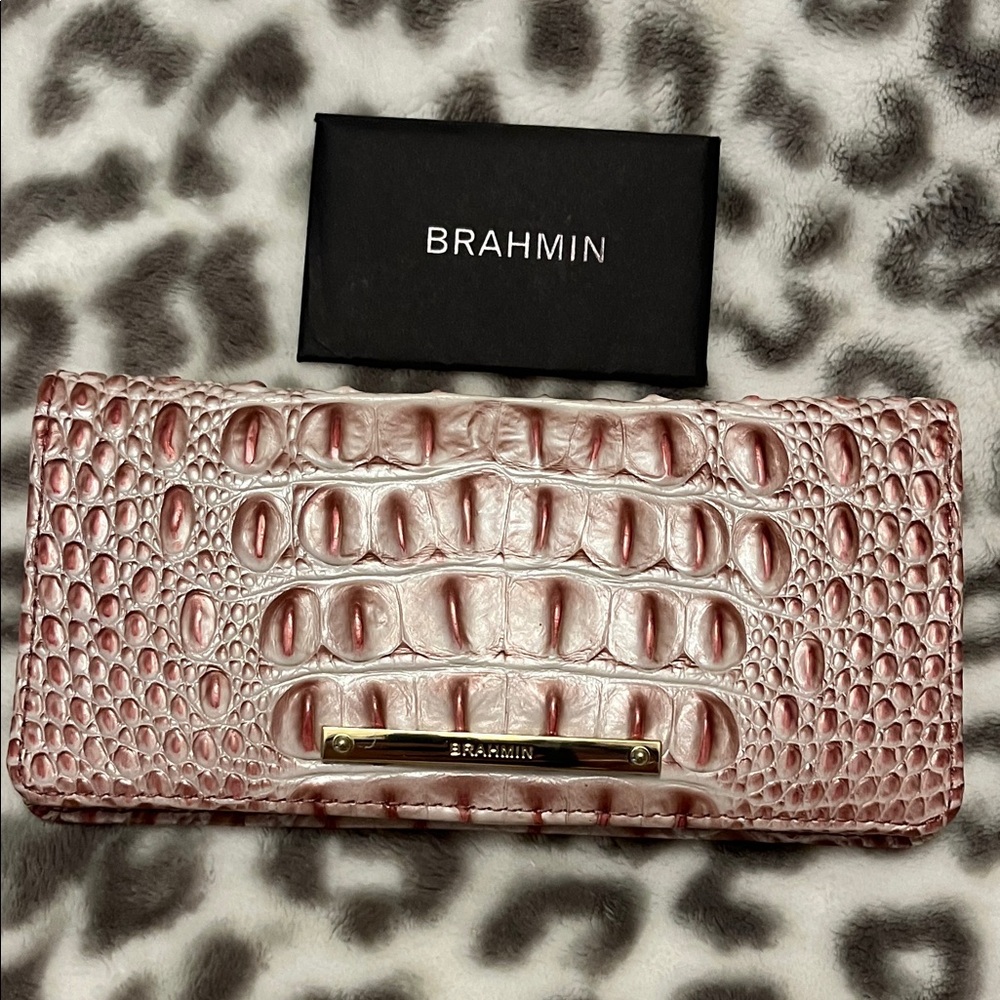 Brahmin Blush Croc-Embossed Clutch